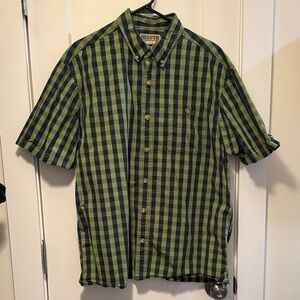 Duluth Trading Co Men's Green and Navy Plaid Men's Shirt size L